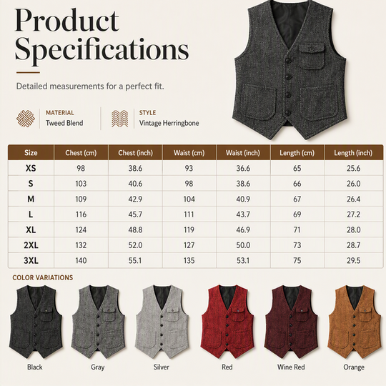 ✨ Vintage Smart Style | Men's Textured V-Neck Casual Waistcoat