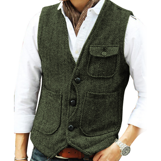 ✨ Vintage Smart Style | Men's Textured V-Neck Casual Waistcoat