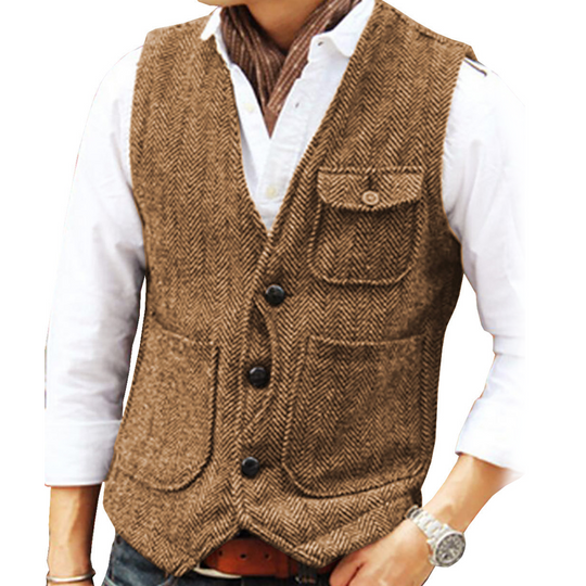 ✨ Vintage Smart Style | Men's Textured V-Neck Casual Waistcoat