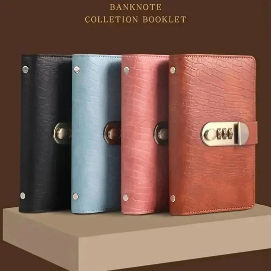 ⏰LIMITED TIME 50% OFF! ⭐100-Transparent-Pocket Currency Collectors Album,3-Digit Resettable Password Lock，suitable for storing money and important.