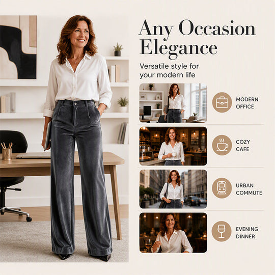 Must-Have🔥👖 High-Waist Velvet Wide-Leg Pants – Soft Drape