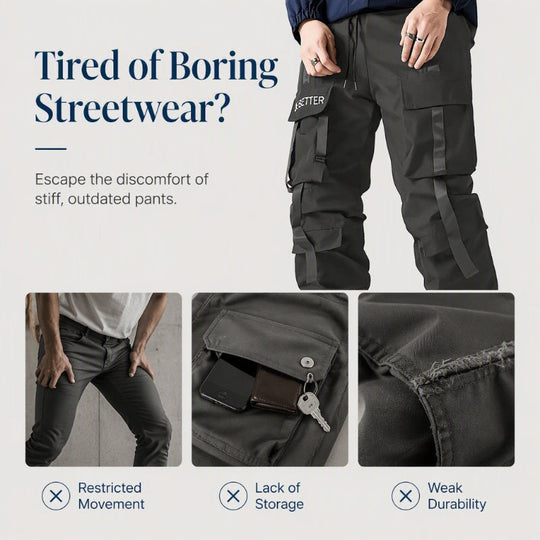 👖 More Pockets, More Freedom | Men's Techwear Harem Cargo Pants