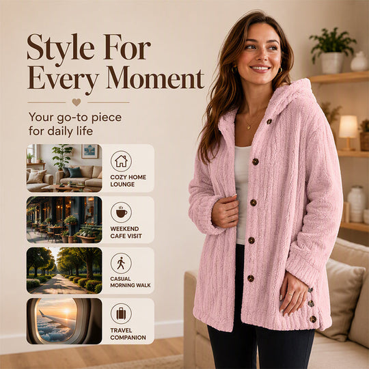 ❄️Women's Loose-Fit Hooded Plush Jacket