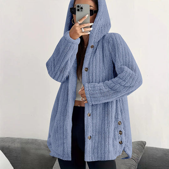 ❄️Women's Loose-Fit Hooded Plush Jacket