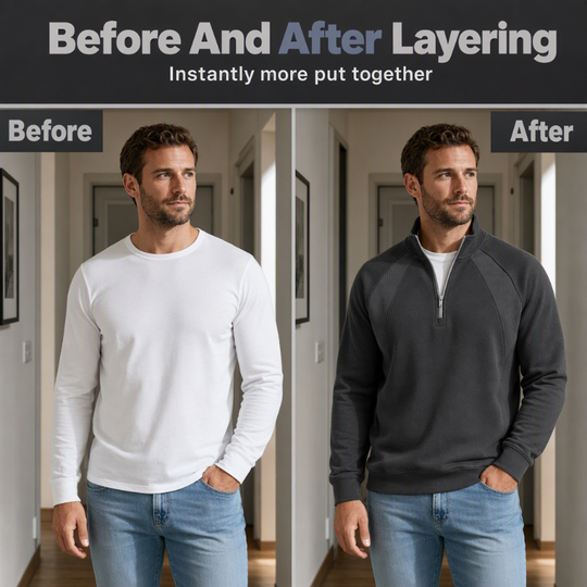 🧥 Refined Warmth, Easy Everyday Fit | Men's Half-Zip Stand-Collar Sweatshirt