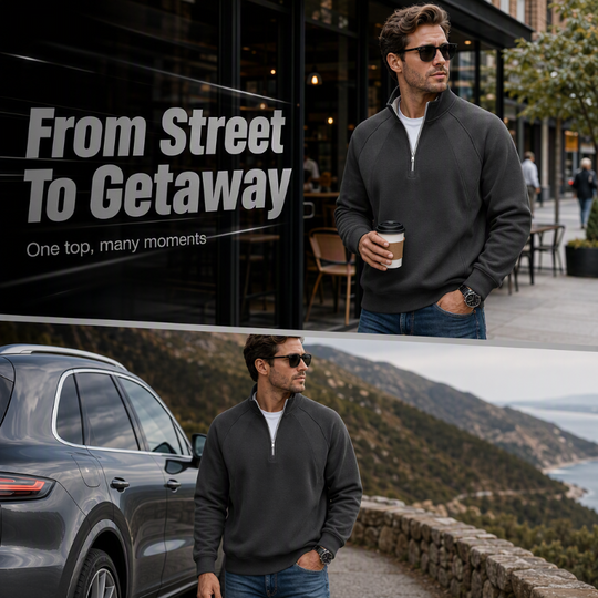 🧥 Refined Warmth, Easy Everyday Fit | Men's Half-Zip Stand-Collar Sweatshirt