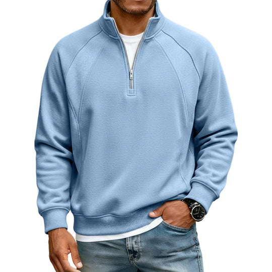 🧥 Refined Warmth, Easy Everyday Fit | Men's Half-Zip Stand-Collar Sweatshirt