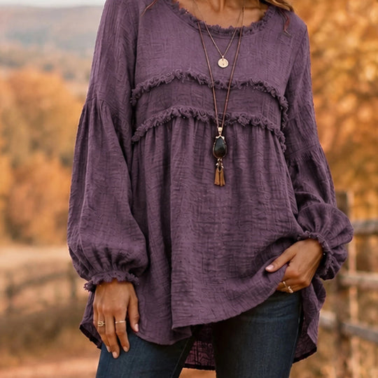 🛍️👚New Arrivals -Women's Loose Fit Fringe Trim Top
