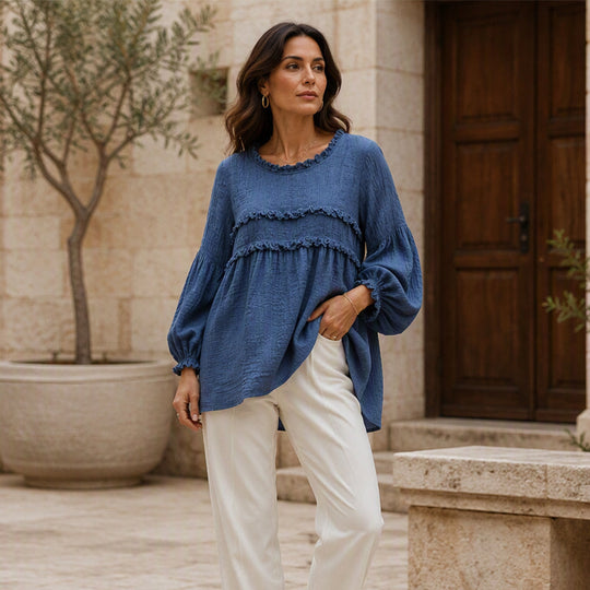 🛍️👚New Arrivals -Women's Loose Fit Fringe Trim Top
