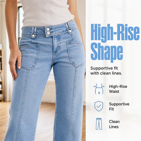 💖 Latest Design | Women's High-Rise Wide-Leg Jeans with Statement Pockets