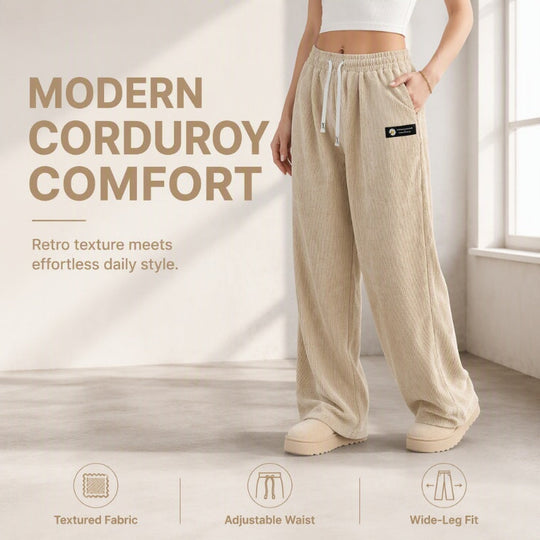💖2026 Autumn’s Sale 50% OFF✨🍂Women’s Corduroy High- Waisted Wide-Leg Pants