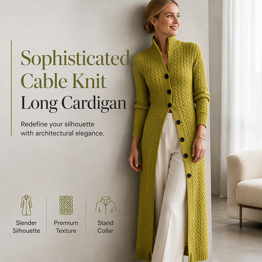 🧶 Long-Line Warmth, Flattering Texture | Women's Cable Knit Duster Cardigan ⚡