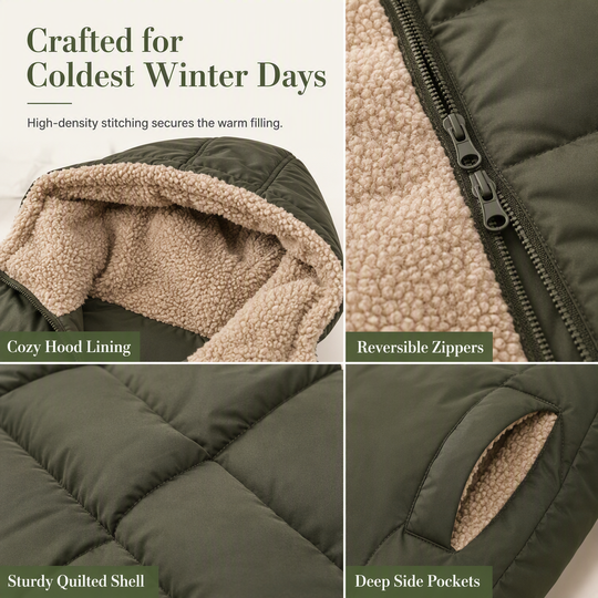 🧥 Two Looks, One Cozy Coat | Women's Reversible Hooded Padded Coat ⚡ Free Shipping