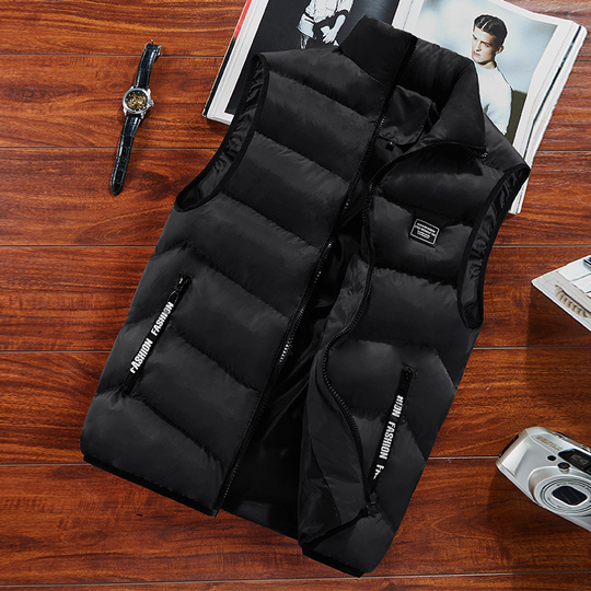 🦺 Warm Core, Easy Movement | Men's Padded Stand-Collar Vest ⚡