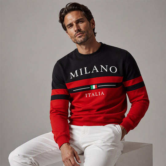 💫 Statement Stripe Style | Men's Milano Italia Printed Crew-Neck Sweatshirt