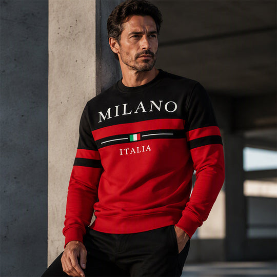 💫 Statement Stripe Style | Men's Milano Italia Printed Crew-Neck Sweatshirt