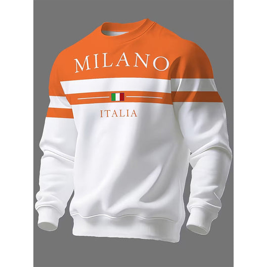 💫 Statement Stripe Style | Men's Milano Italia Printed Crew-Neck Sweatshirt