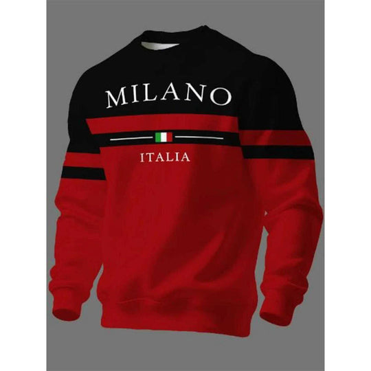 💫 Statement Stripe Style | Men's Milano Italia Printed Crew-Neck Sweatshirt