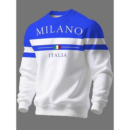 💫 Statement Stripe Style | Men's Milano Italia Printed Crew-Neck Sweatshirt