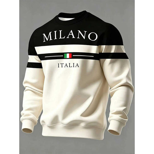💫 Statement Stripe Style | Men's Milano Italia Printed Crew-Neck Sweatshirt