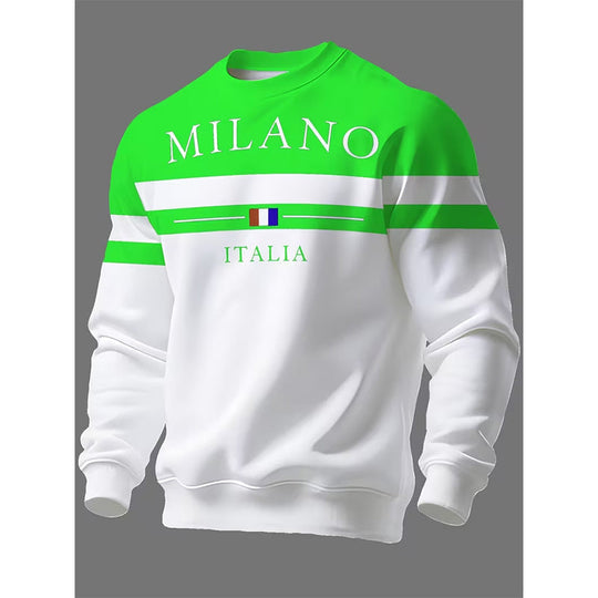 💫 Statement Stripe Style | Men's Milano Italia Printed Crew-Neck Sweatshirt