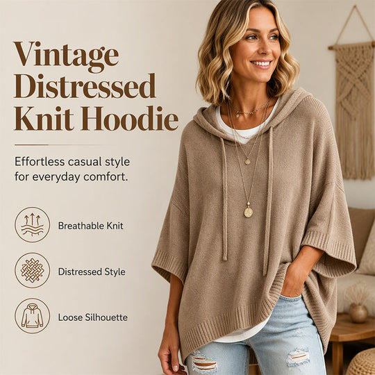 🍂Autumn Hot Sale 50% OFF🔥Women's Hooded Drawstring Knit Pullover