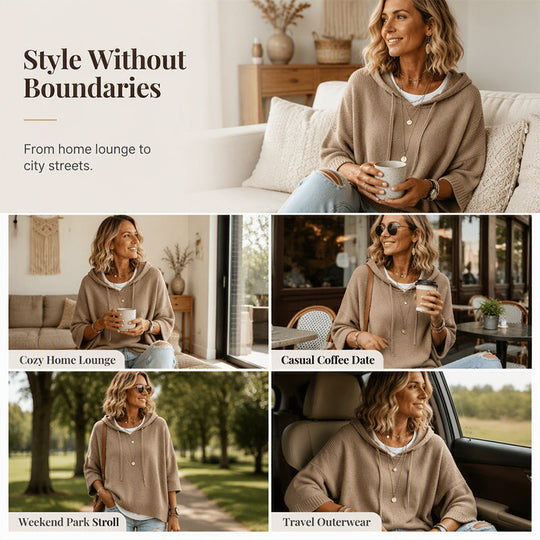 🍂Autumn Hot Sale 50% OFF🔥Women's Hooded Drawstring Knit Pullover