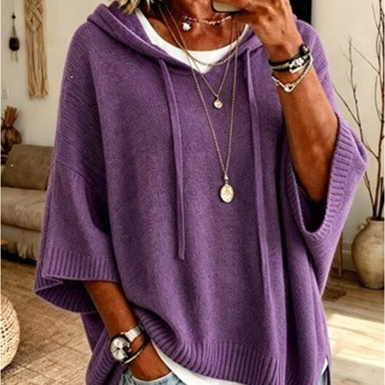🍂Autumn Hot Sale 50% OFF🔥Women's Hooded Drawstring Knit Pullover