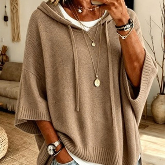 🍂Autumn Hot Sale 50% OFF🔥Women's Hooded Drawstring Knit Pullover