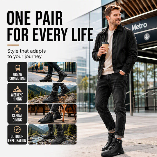 🥾 Built Tough for Every Step | Men's Waterproof Genuine Leather Combat Boots