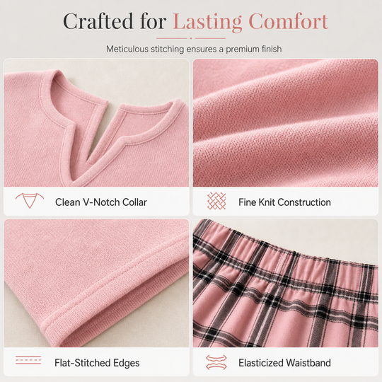 ⏳LAST DAY SALE ONLY ￡24.99!!🔥 2 Pieces, Zero Matching Stress🎀☁ Women's Knit Top & Plaid Leggings Set