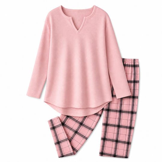 ⏳LAST DAY SALE ONLY ￡24.99!!🔥 2 Pieces, Zero Matching Stress🎀☁ Women's Knit Top & Plaid Leggings Set