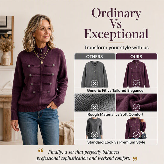 ⏳LAST DAY SALE ONLY￡23.99!🔥✨ Effortless Elegance | Women's Casual Double Zipper Sweater Jacket