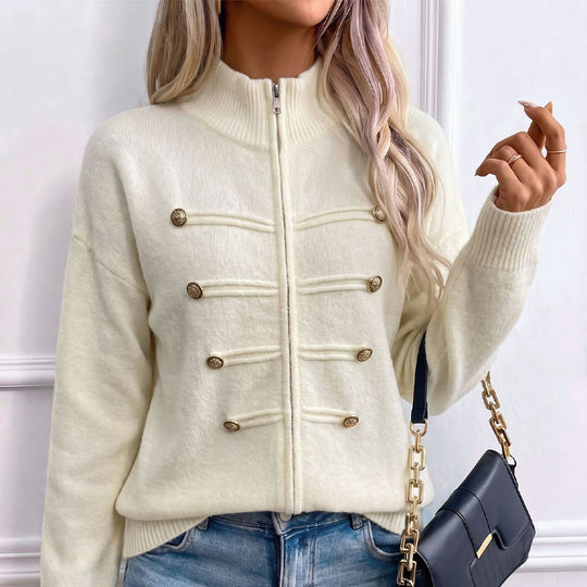 ⏳LAST DAY SALE ONLY￡23.99!🔥✨ Effortless Elegance | Women's Casual Double Zipper Sweater Jacket