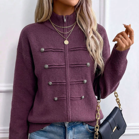 ⏳LAST DAY SALE ONLY￡23.99!🔥✨ Effortless Elegance | Women's Casual Double Zipper Sweater Jacket