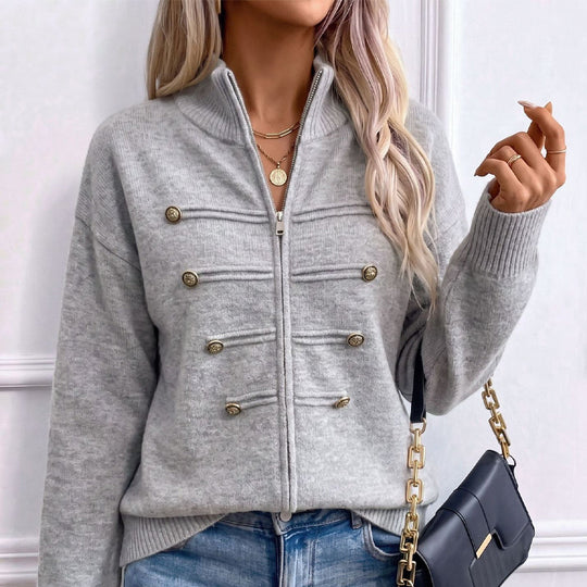 ⏳LAST DAY SALE ONLY￡23.99!🔥✨ Effortless Elegance | Women's Casual Double Zipper Sweater Jacket