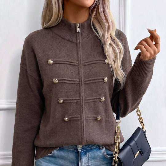 ⏳LAST DAY SALE ONLY￡23.99!🔥✨ Effortless Elegance | Women's Casual Double Zipper Sweater Jacket