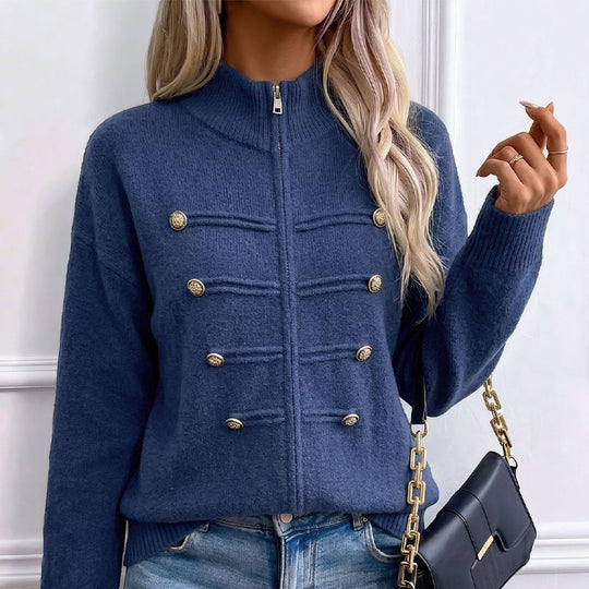 ⏳LAST DAY SALE ONLY￡23.99!🔥✨ Effortless Elegance | Women's Casual Double Zipper Sweater Jacket