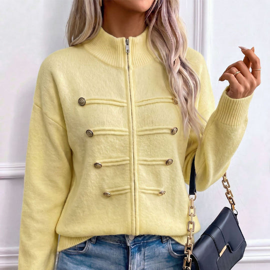 ⏳LAST DAY SALE ONLY￡23.99!🔥✨ Effortless Elegance | Women's Casual Double Zipper Sweater Jacket