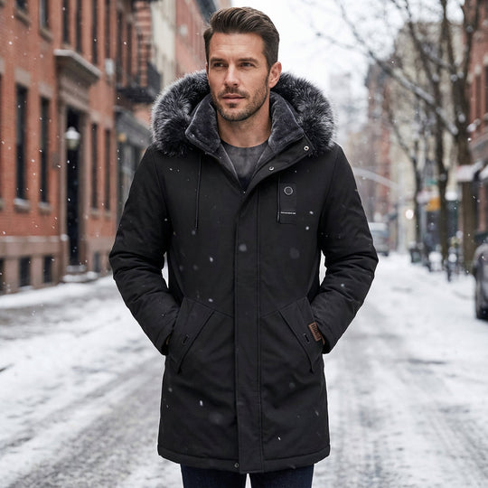 💕Free Shipping✈️Men's Windproof Hooded Thermal Mid-Length Parka Jacket