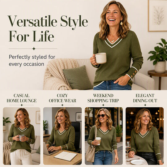 ✨ Easy Everyday Comfort | Women's Relaxed Button-Front Long-Sleeve Blouse