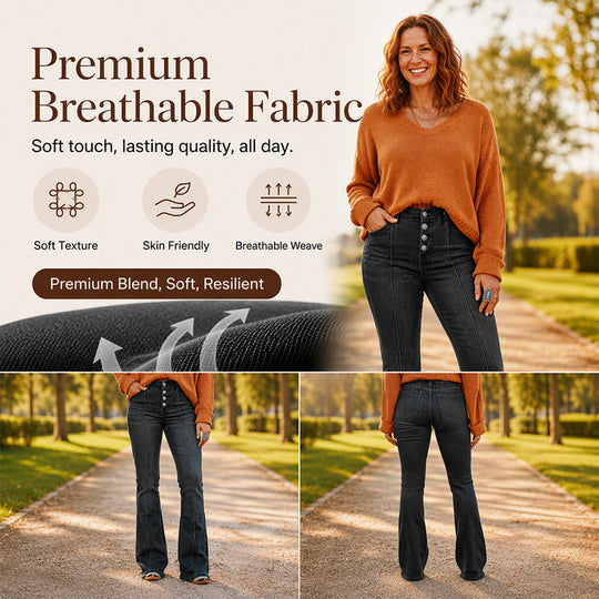 👖 Stretch Comfort, Flattering Flare | Women's High-Waist Jeans ⚡ Free Shipping