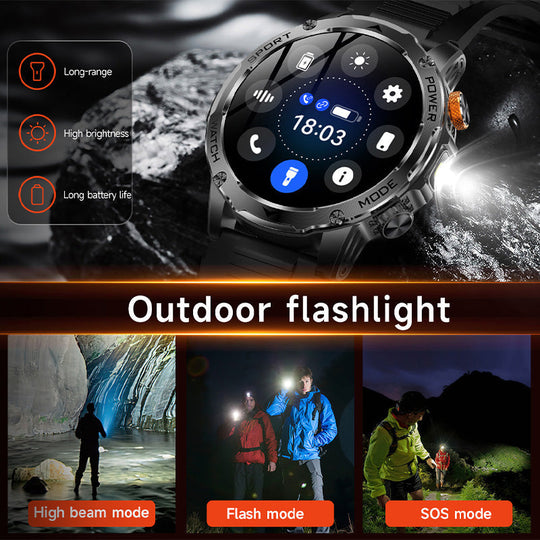 ⌚ Smart Watch: 1000mAh Battery, 1.7" HD Display, 100+ Sports Modes, LED Flashlight, Interchangeable Straps