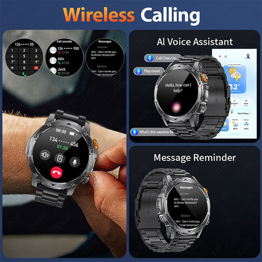 ⌚ Smart Watch: 1000mAh Battery, 1.7" HD Display, 100+ Sports Modes, LED Flashlight, Interchangeable Straps