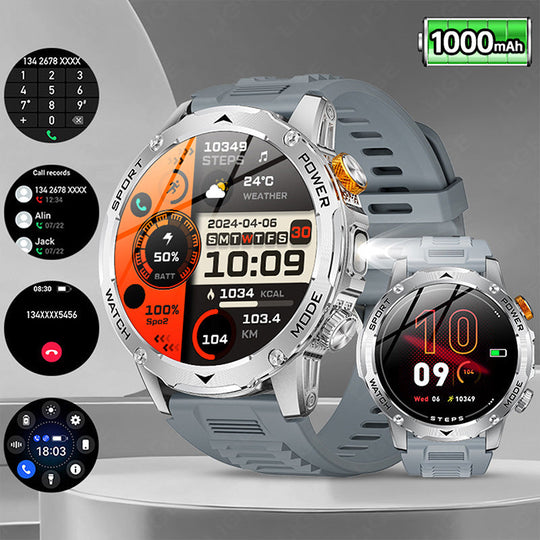 ⌚ Smart Watch: 1000mAh Battery, 1.7" HD Display, 100+ Sports Modes, LED Flashlight, Interchangeable Straps