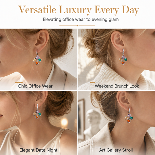 🌸 50% OFF NOW! 🌸Retro Colorful Heart Tassel Drop Earrings for Women Fashion Ear Buckle Jewelry