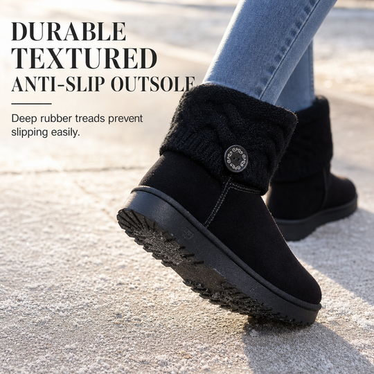 🥾 Warm Steps, Steady Grip | Women's Suede Faux-Fur Mid-Calf Boots