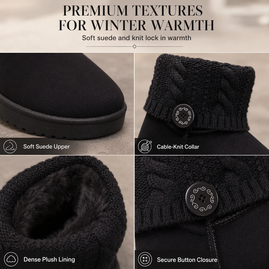 🥾 Warm Steps, Steady Grip | Women's Suede Faux-Fur Mid-Calf Boots