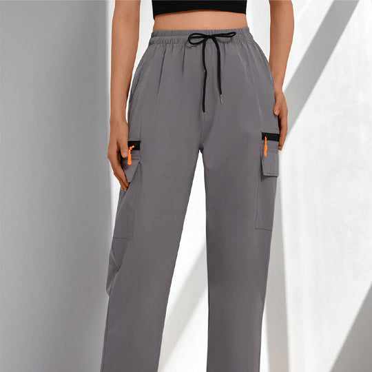 💥 Pockets Where You Need Them | Women's Drawstring Straight-Leg Cargo Pants