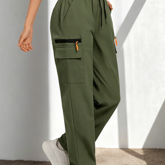 💥 Pockets Where You Need Them | Women's Drawstring Straight-Leg Cargo Pants